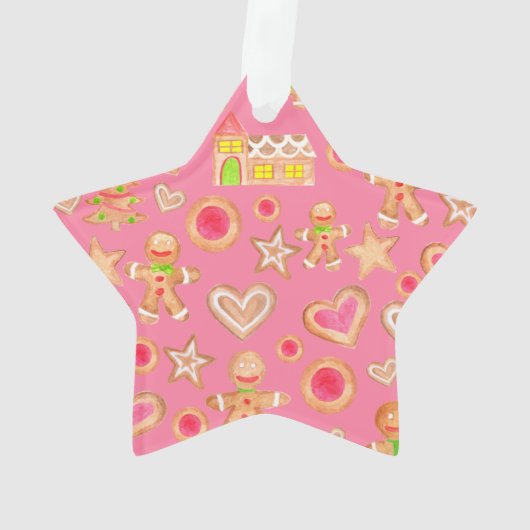 waterverf Kerst gingerbread koekjes Ornament (achterkant)