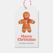 Waterverf Kerst Gingerbread Man Cookies Cadeaulabel (Voorkant)