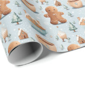 Waterverf Kerst Gingerbread snoepcake Cadeaupapier (Rol Hoek)