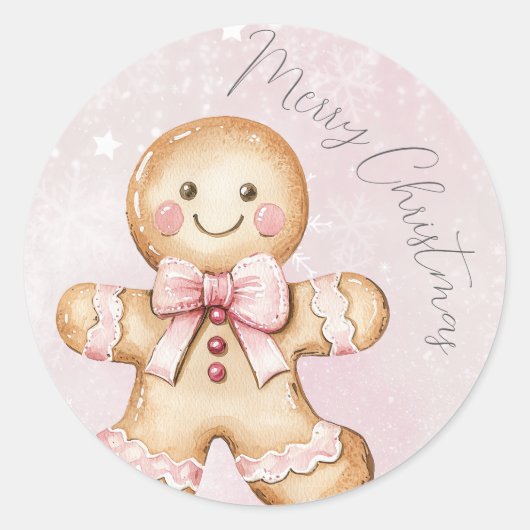 waterverf Kerst Gingerbread Verjaardag Ronde Sticker (Voorkant)