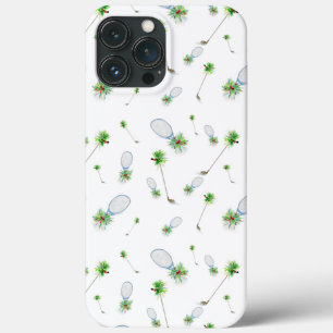 Waterverf Kerst Golfclubs En Tennisrackets iPhone 13 Pro Max Hoesje