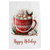 Waterverf Kerst Hot Cacao Medium Cadeauzakje (Voorkant)