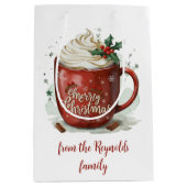 Waterverf Kerst Hot Chocolate Medium Cadeauzakje (Voorkant)