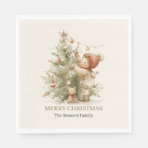 Waterverf Kerst Jongen Versiert Boom