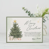 Waterverf Kerst Kaart Groene Kerstboom (Staand voorkant)