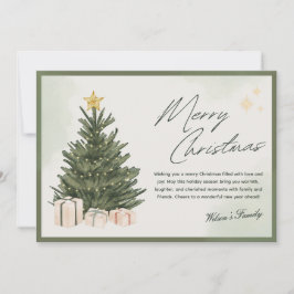 Waterverf Kerst Kaart Groene Kerstboom