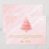 Waterverf Kerst Kaart Roze Gouden Kerstboom (Voorkant / Achterkant)