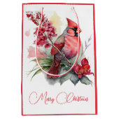 Waterverf kerst kardinaal medium cadeauzakje (Voorkant)