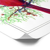 Waterverf Kerst, kardinaal Rood Vogel Poster (Hoek)