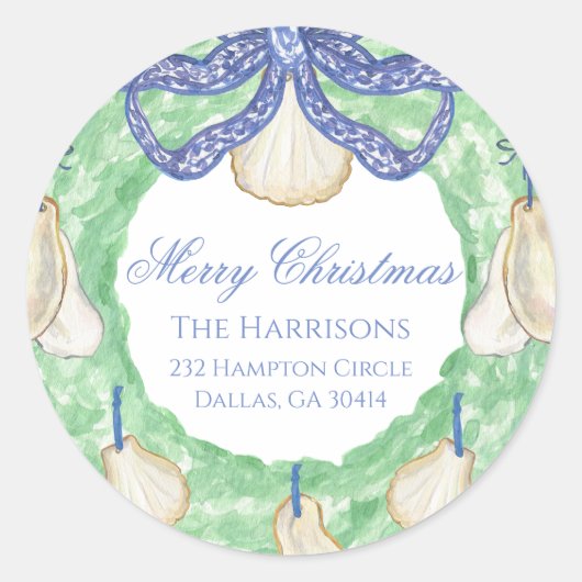 Waterverf Kerst Kerst Garland Ronde Sticker (Voorkant)