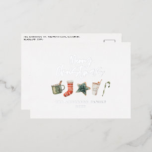 Waterverf Kerst koek drank snoep niet foto Folie Feestdagen Briefkaart