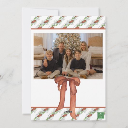 Waterverf Kerst Koper Bow Garland Feestdagenkaart (Achterkant)