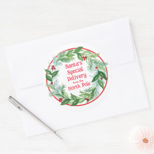 Waterverf Kerst Krans Sint Noordenpool  Ronde Sticker