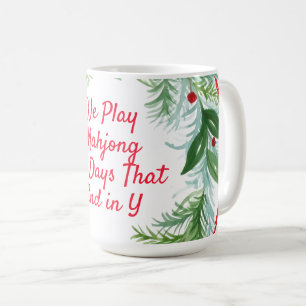 Waterverf Kerst MAHJONG Kranz Koffiemok