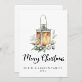 Waterverf Kerst met kerstkatoen Greenery Lantern (Voorkant / Achterkant)