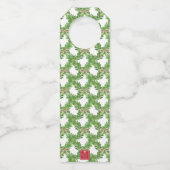 Waterverf Kerst Monogram Gestreepte Bow Krans Flessenhanger (Achterkant)