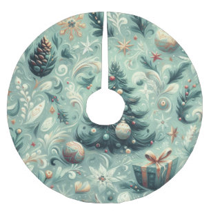 Waterverf Kerst Motief Vakantie Whimsy Groen Kerstboom Rok