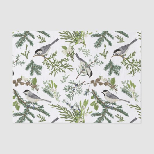 Waterverf Kerst Natuur Bos Illustratie Tissuepapier (Voorkant)