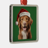 Waterverf Kerst Nova Scotia Duck Tolling Ret. Metalen Ornament (Rechts)