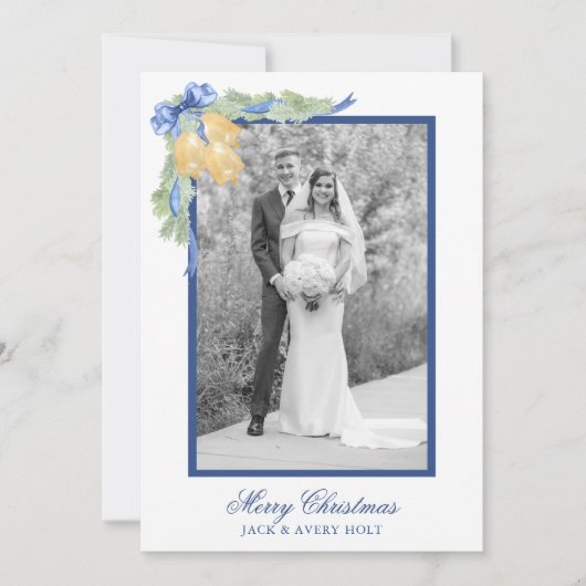 Waterverf kerst of bruiloft klokken foto feestdagenkaart (Voorkant)