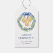 Waterverf kerst- of trouwklokken cadeaulabel (Voorkant)