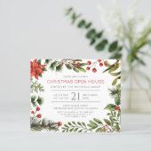 Waterverf Kerst Open Huis Uitnodiging (Staand voorkant)