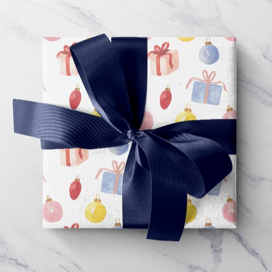 Waterverf Kerst Ornamenten & Geschenken Cadeaupapier