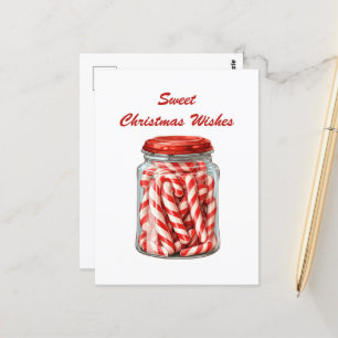 waterverf Kerst pepermunt snoep tekst toevoegen Briefkaart