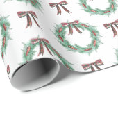 Waterverf Kerst Plaid Bow Garland Cadeaupapier (Rol Hoek)