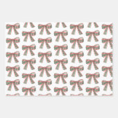 Waterverf Kerst Plaid Bow & Topiary Inpakpapier Vel (Voorkant)