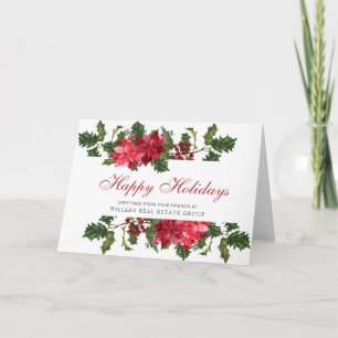 Waterverf Kerst Poinsettia Bedrijfs Groet Feestdagen Kaart