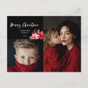 Waterverf Kerst Poinsettia Ontwerp Feestdagenkaart