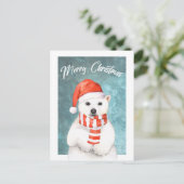 Waterverf Kerst Polar Beer Briefkaart (Staand voorkant)
