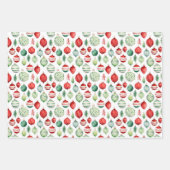 Waterverf Kerst Retro Ornamenten Inpakpapier Vel (Voorkant)