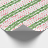 Waterverf Kerst Rood Gestreepte Bow Garland Cadeaupapier (Hoek)