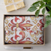 Waterverf Kerst Rood Goud Bloem Tissuepapier (Geschenk)