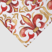 Waterverf Kerst Rood Goud Bloem Tissuepapier (Detail)