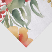 Waterverf Kerst Rood Goud Bloem Tissuepapier (Detail)