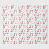 Waterverf Kerst Roze Schattigee Gnom In Love Cadeaupapier (Vlak)