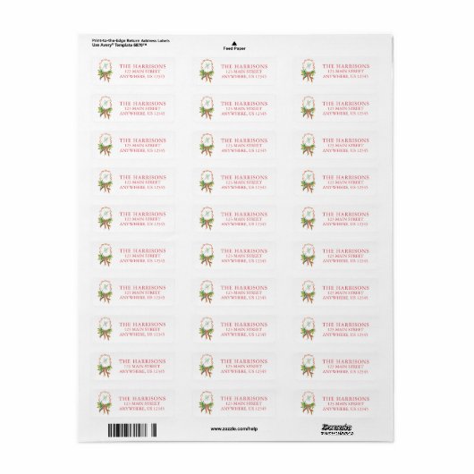 Waterverf Kerst Sinaasappels Plaid Boog Monogram Etiket (Full Sheet)