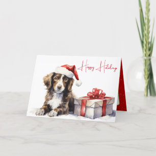 Waterverf kerst springer spaniel hond kaart