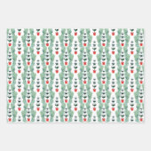 Waterverf Kerst Topiary Monogram Crest Inpakpapier Vel (Voorkant 3)