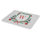 Waterverf Kerst Topiary Monogram Crest Snijplank (Hoek)
