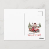 Waterverf Kerst  Vrachtwagen en Schuur Briefkaart (Achterkant)