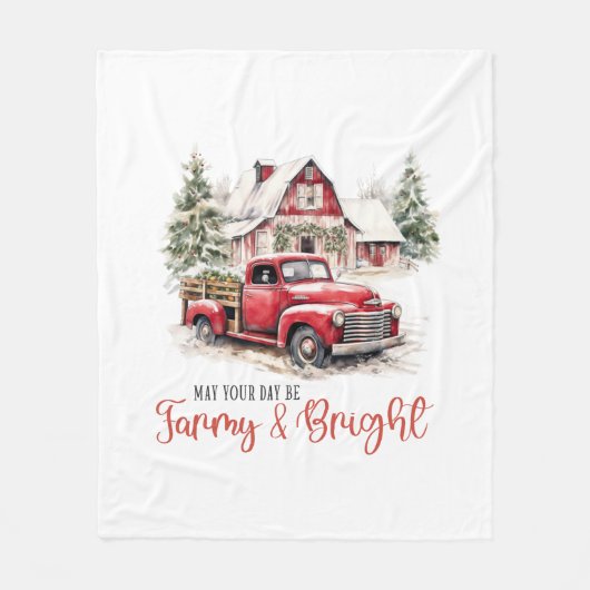 Waterverf Kerst Vrachtwagen en Schuur Fleece Deken (Voorkant)