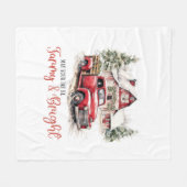 Waterverf Kerst Vrachtwagen en Schuur Fleece Deken (Voorkant (Horizontaal))