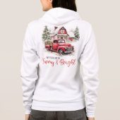 Waterverf Kerst  Vrachtwagen en Schuur Hoodie (Achterkant)