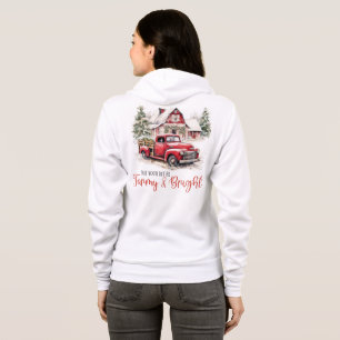 Waterverf Kerst Vrachtwagen en Schuur Hoodie