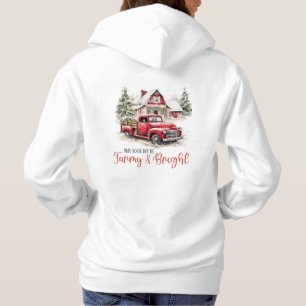 Waterverf Kerst Vrachtwagen en Schuur Hoodie