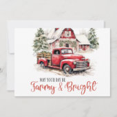 Waterverf Kerst  Vrachtwagen en Schuur Kaart (Voorkant)